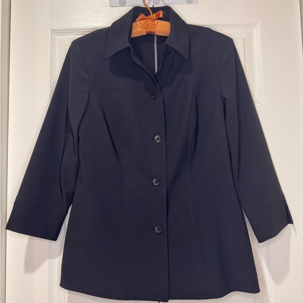 Peace of Cloth Black Women's Blazer Jacket. 4 button. Size Small. EUC.